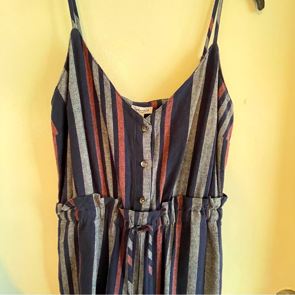 SPLENDID Spaghetti Strap Long Striped Wide Leg Jumpsuit! NEW!